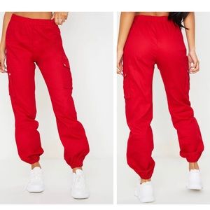 PLT Red Pocket Detail Cargo Pants